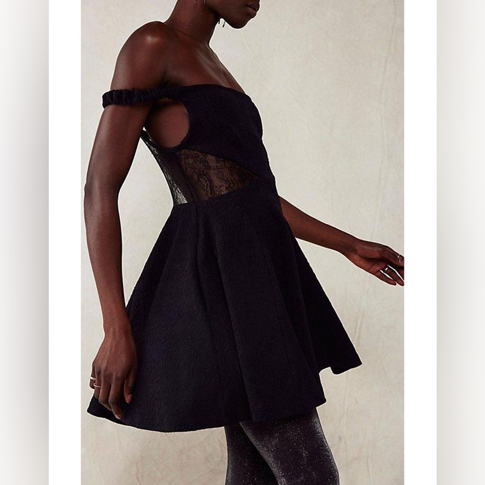 Free People Brooklyn Mini Dress in Black size medium NWT